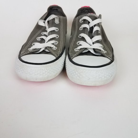 Converse Chuck Taylor All Star Low Top Gray Hot Pink Lace Up Canvas Sneakers - Picture 12 of 12